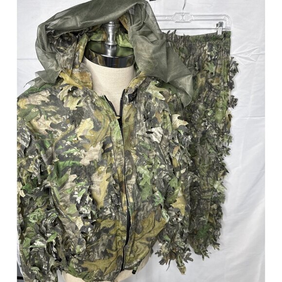 Mossy Oak Ghillie Suit Mens Small Medium Underbrus Full Zip Hoodie Pants Hunting - Picture 1 of 8